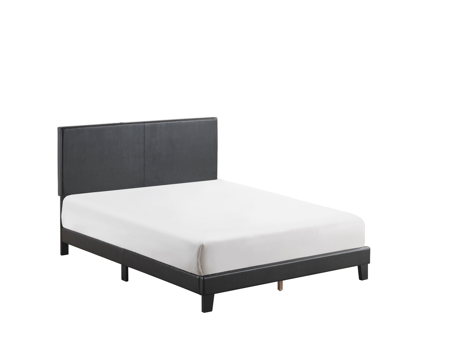 Yates Black Pu Faux Leather Modern Wood Twin Upholstered Platform Bed - Ella Furniture