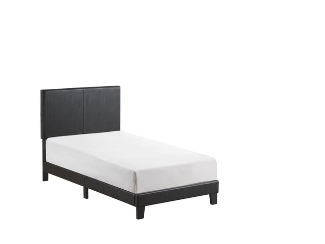 Yates Black Pu Faux Leather Modern Wood Twin Upholstered Platform Bed - Ella Furniture
