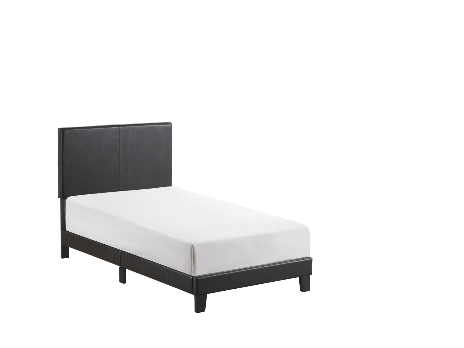 Yates Black Pu Faux Leather Modern Wood Twin Upholstered Platform Bed - Ella Furniture