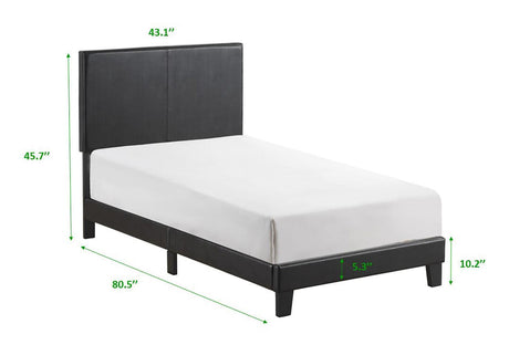 Yates Black Pu Faux Leather Modern Wood Queen Upholstered Platform Bed - Ella Furniture
