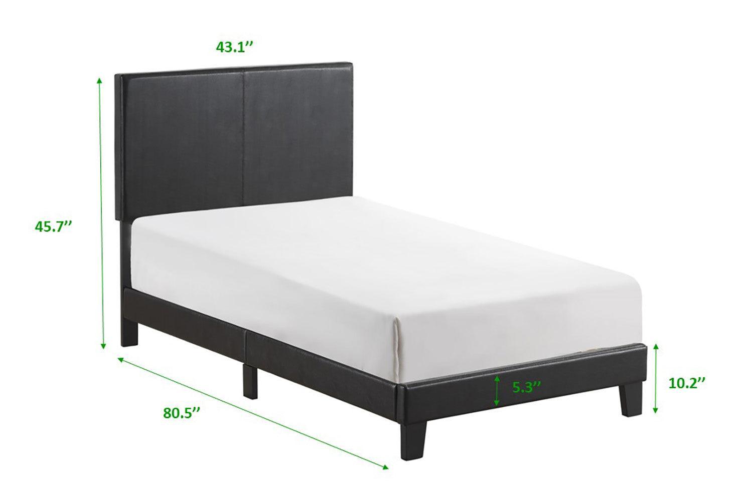 Yates Black Pu Faux Leather Modern Wood Twin Upholstered Platform Bed - Ella Furniture
