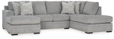 Casselbury Cement Velvet 2-Piece Sectional With Chaise
