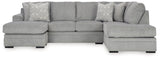 Casselbury Cement Velvet 2-Piece Sectional With Chaise