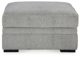 Casselbury Cement Gray Velvet Storage Ottoman