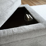Casselbury Cement Gray Velvet Storage Ottoman