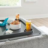 Casselbury Cement Gray Velvet Storage Ottoman