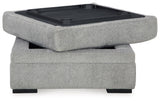 Casselbury Cement Gray Velvet Storage Ottoman