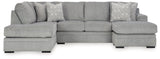 Casselbury Cement Velvet 2-Piece Sectional with Double Chaise