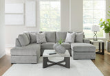 Casselbury Cement Velvet 2-Piece Sectional with Double Chaise