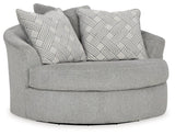 Casselbury Cement Velvet Oversized Swivel Accent Chair