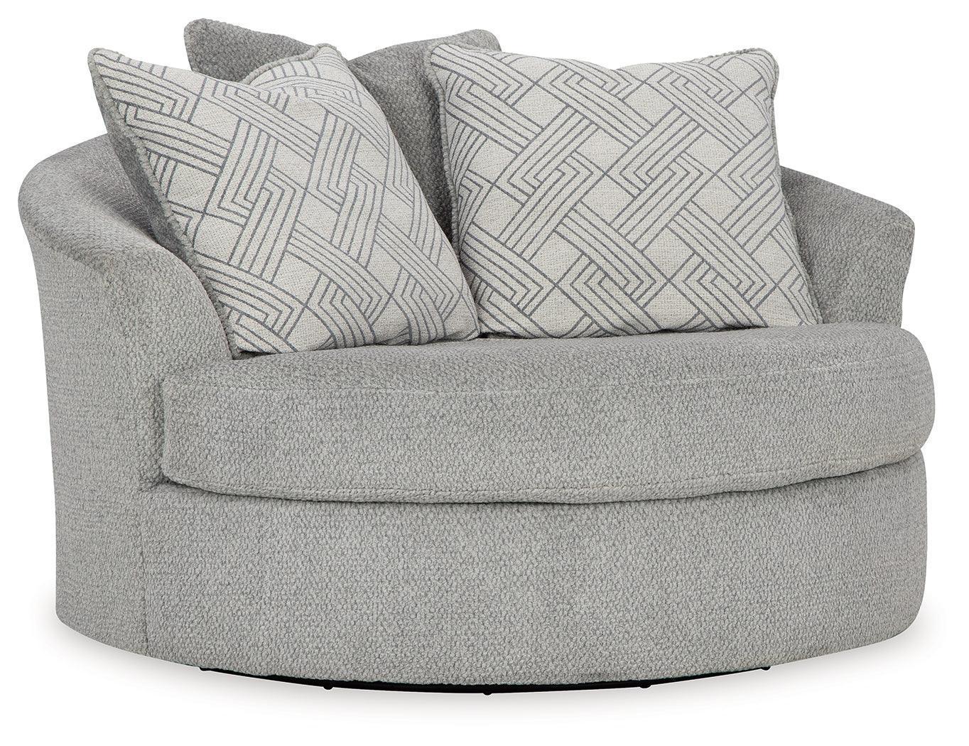 Casselbury Cement Velvet Oversized Swivel Accent Chair