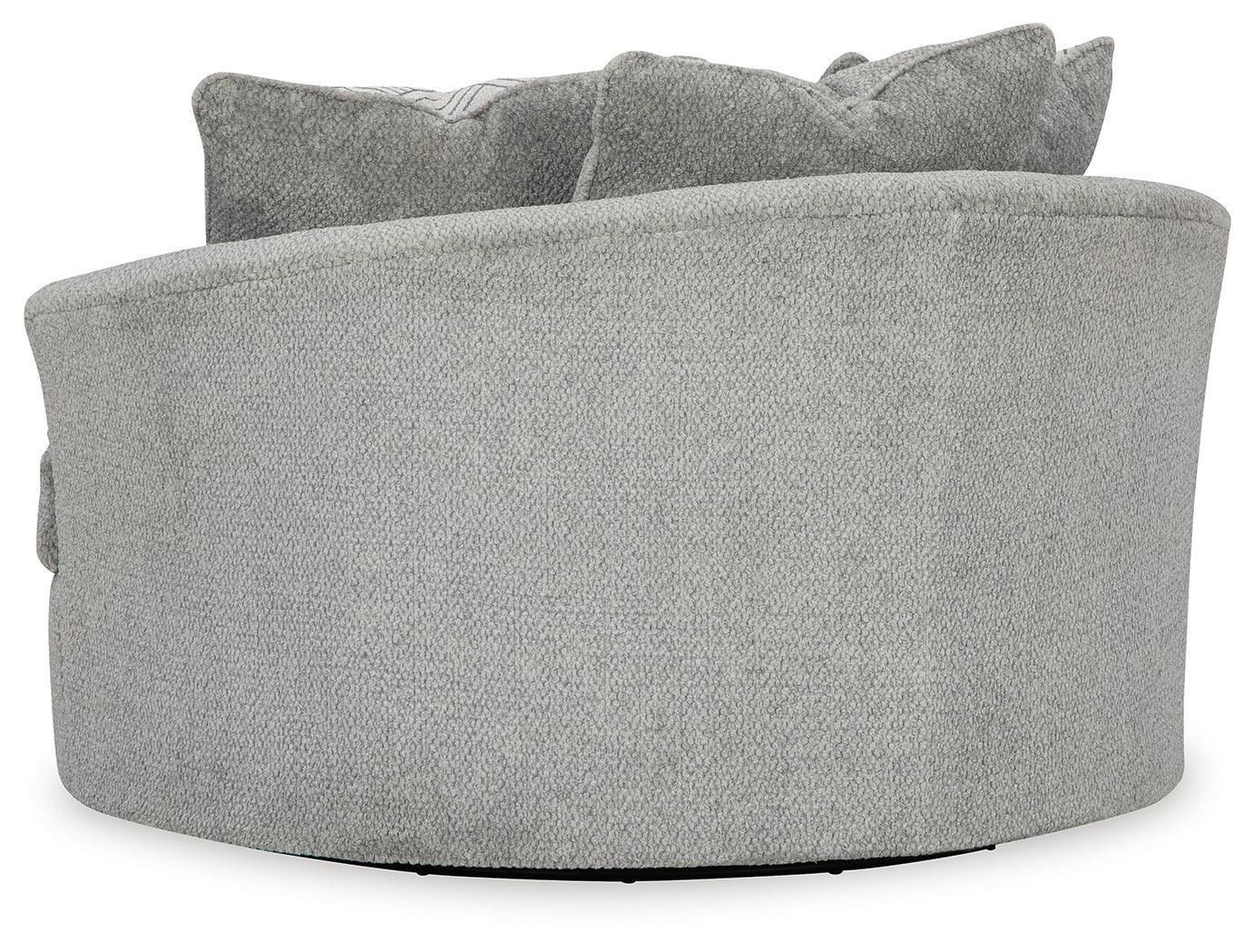Casselbury Cement Velvet Oversized Swivel Accent Chair