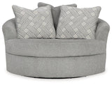Casselbury Cement Velvet Oversized Swivel Accent Chair