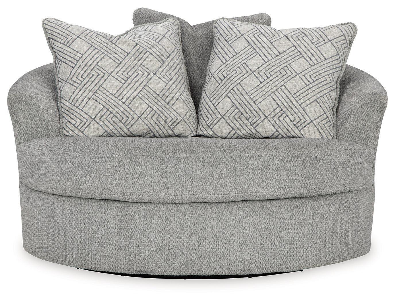 Casselbury Cement Velvet Oversized Swivel Accent Chair