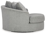 Casselbury Cement Velvet Oversized Swivel Accent Chair