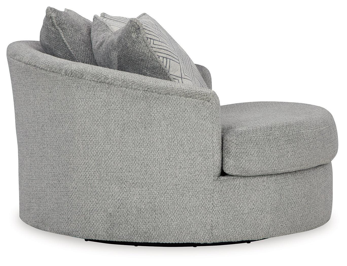 Casselbury Cement Velvet Oversized Swivel Accent Chair