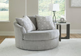 Casselbury Cement Velvet Oversized Swivel Accent Chair