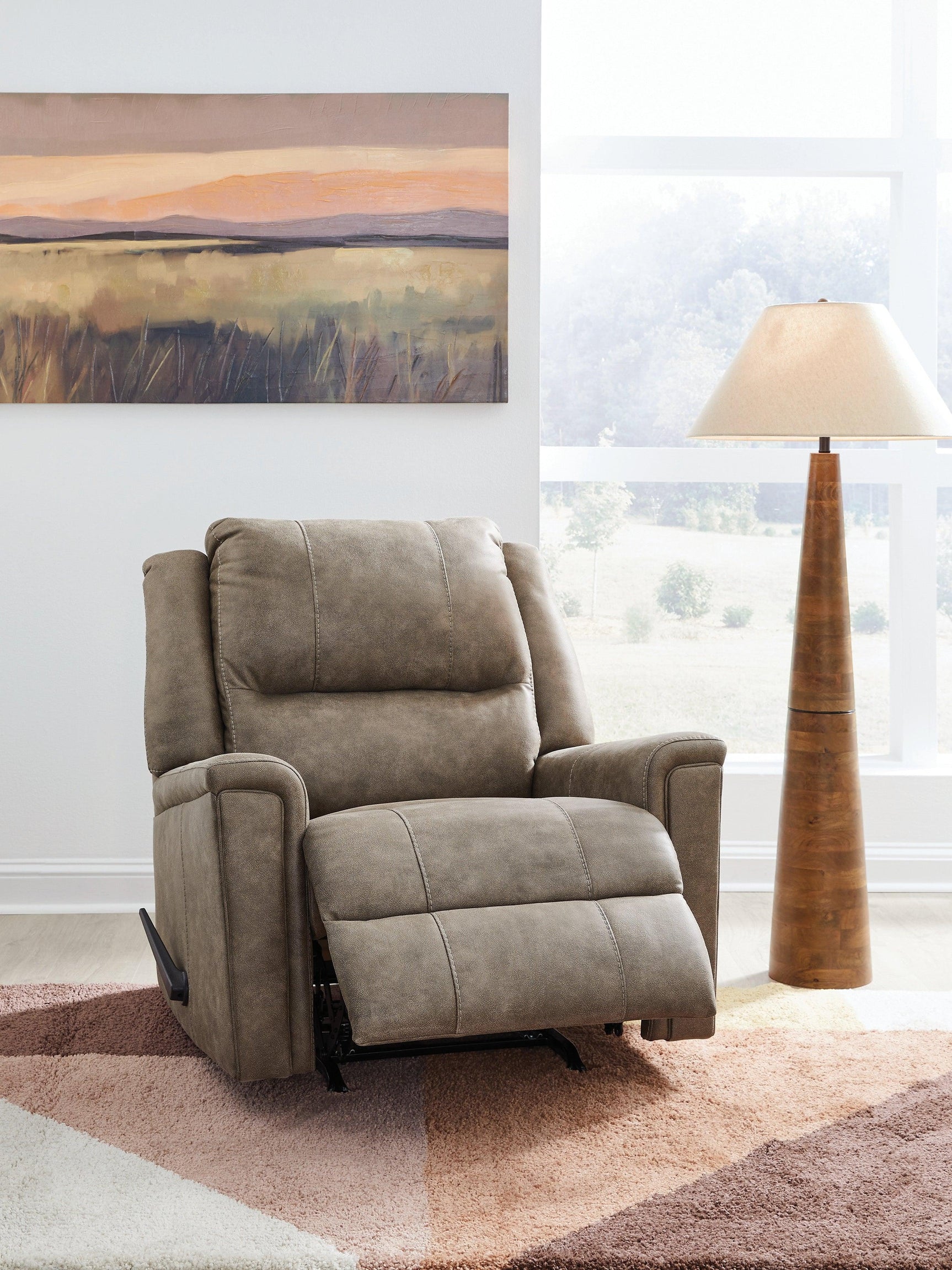 Lixtowel Fog Faux Leather Recliner