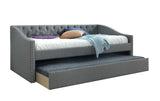 Loretta Gray Trundle Upholstered Tufted Twin Daybed