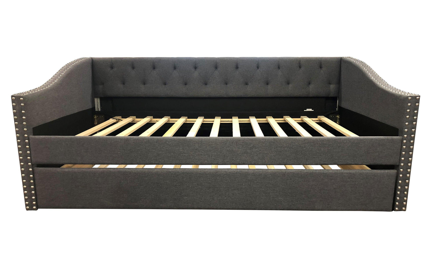 Loretta Gray Trundle Upholstered Tufted Twin Daybed