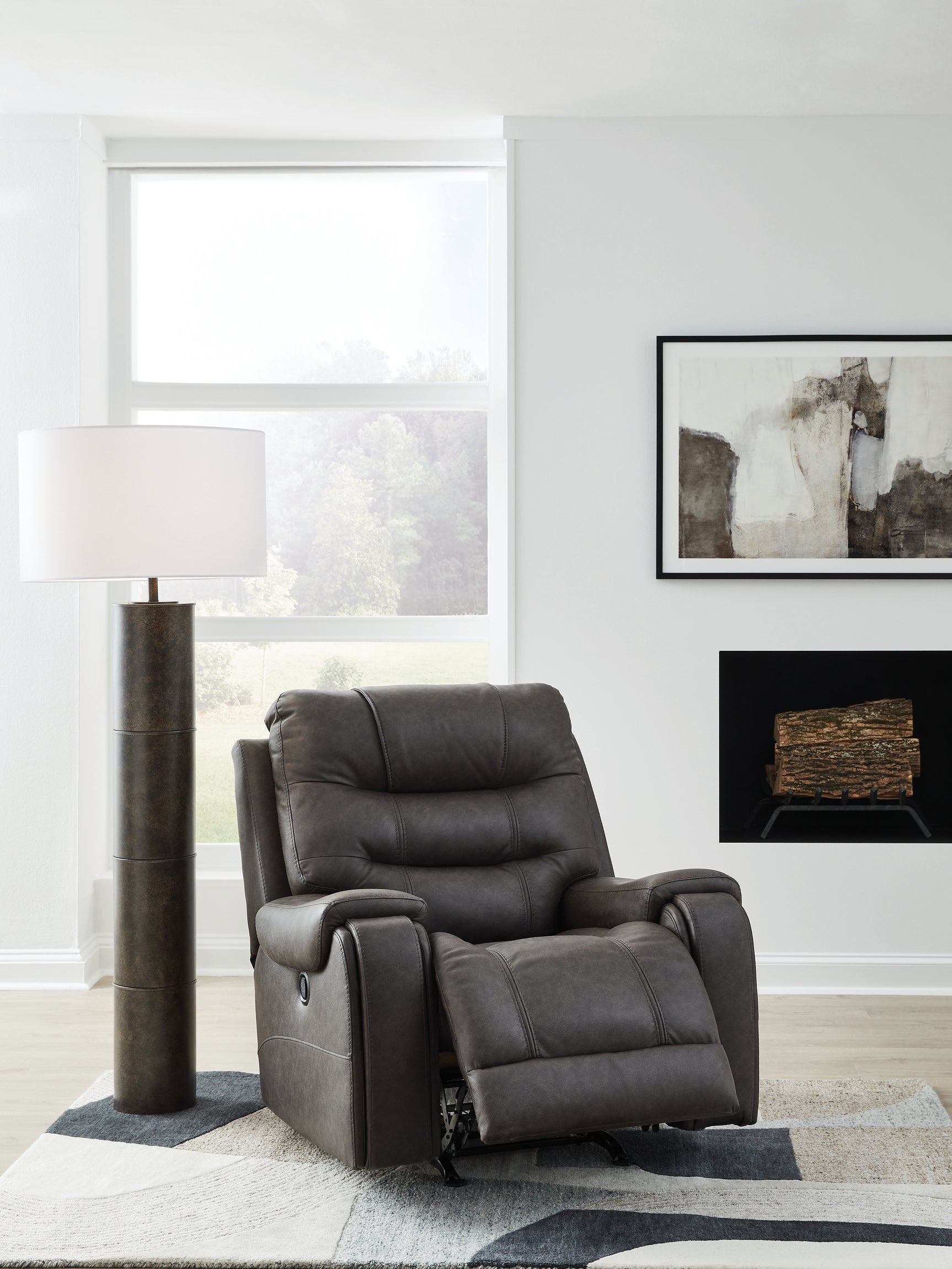 Femley Smoke Faux Leather Recliner