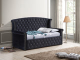Lucinda Black Velvet Trundle Twin Daybed - Ella Furniture