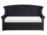 Lucinda Black Velvet Trundle Twin Daybed - Ella Furniture