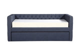 Trina Gunmetal Fabric Upholstered Trundle Tufted Daybed