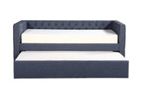 Trina Gunmetal Fabric Upholstered Trundle Tufted Daybed