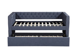 Trina Gunmetal Fabric Upholstered Trundle Tufted Daybed