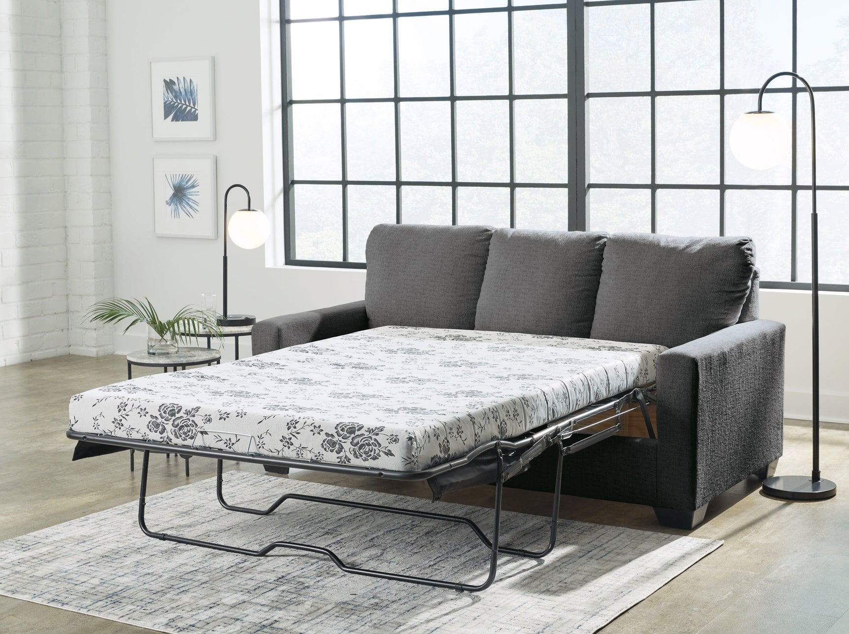 Rannis Pewter Chenille Full Sofa Sleeper - Ella Furniture