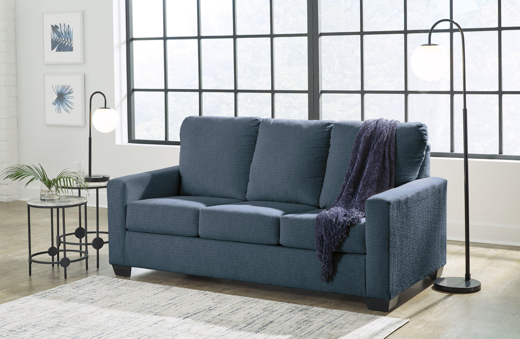 Rannis Navy Chenille Full Sofa Sleeper