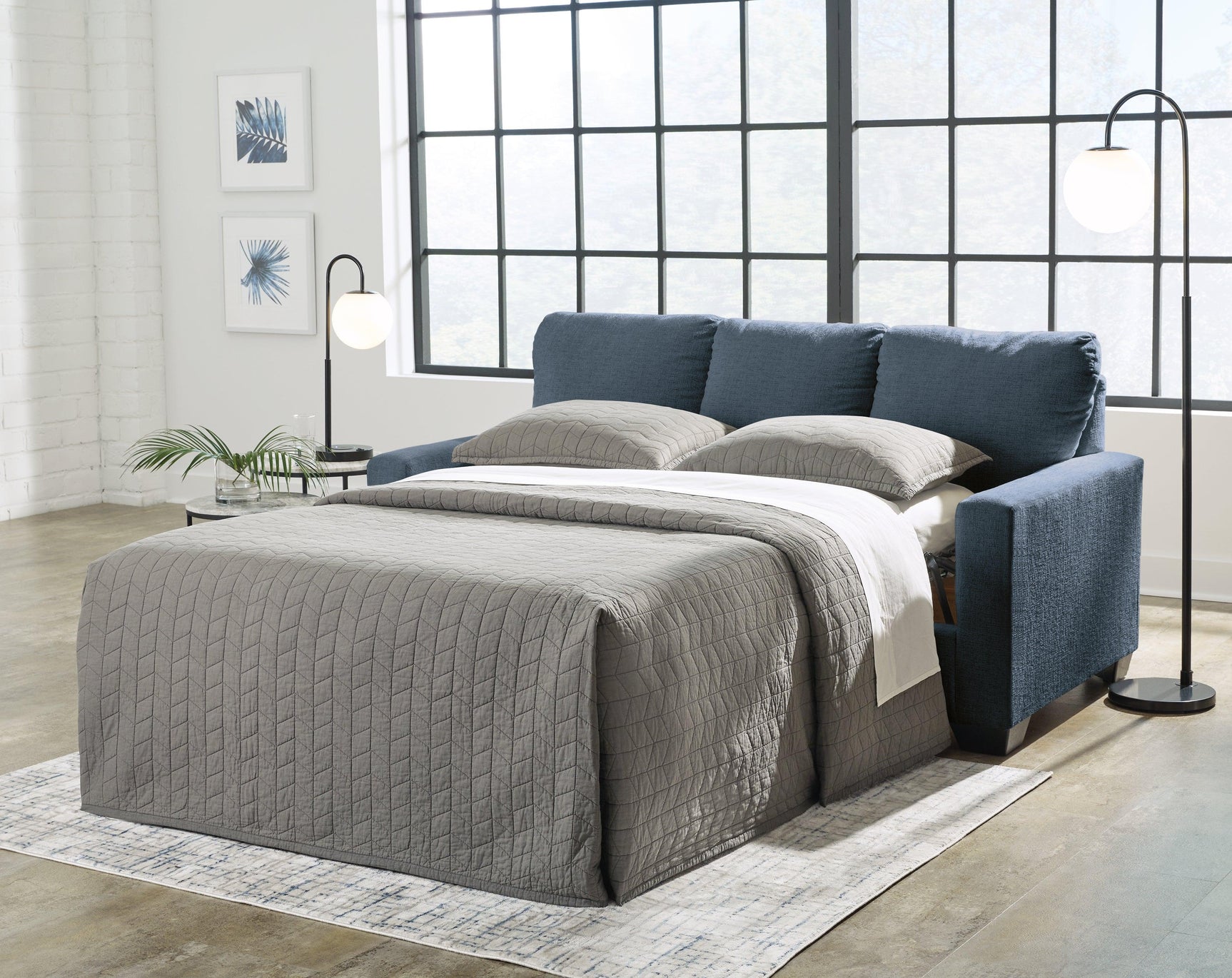 Rannis Navy Chenille Full Sofa Sleeper