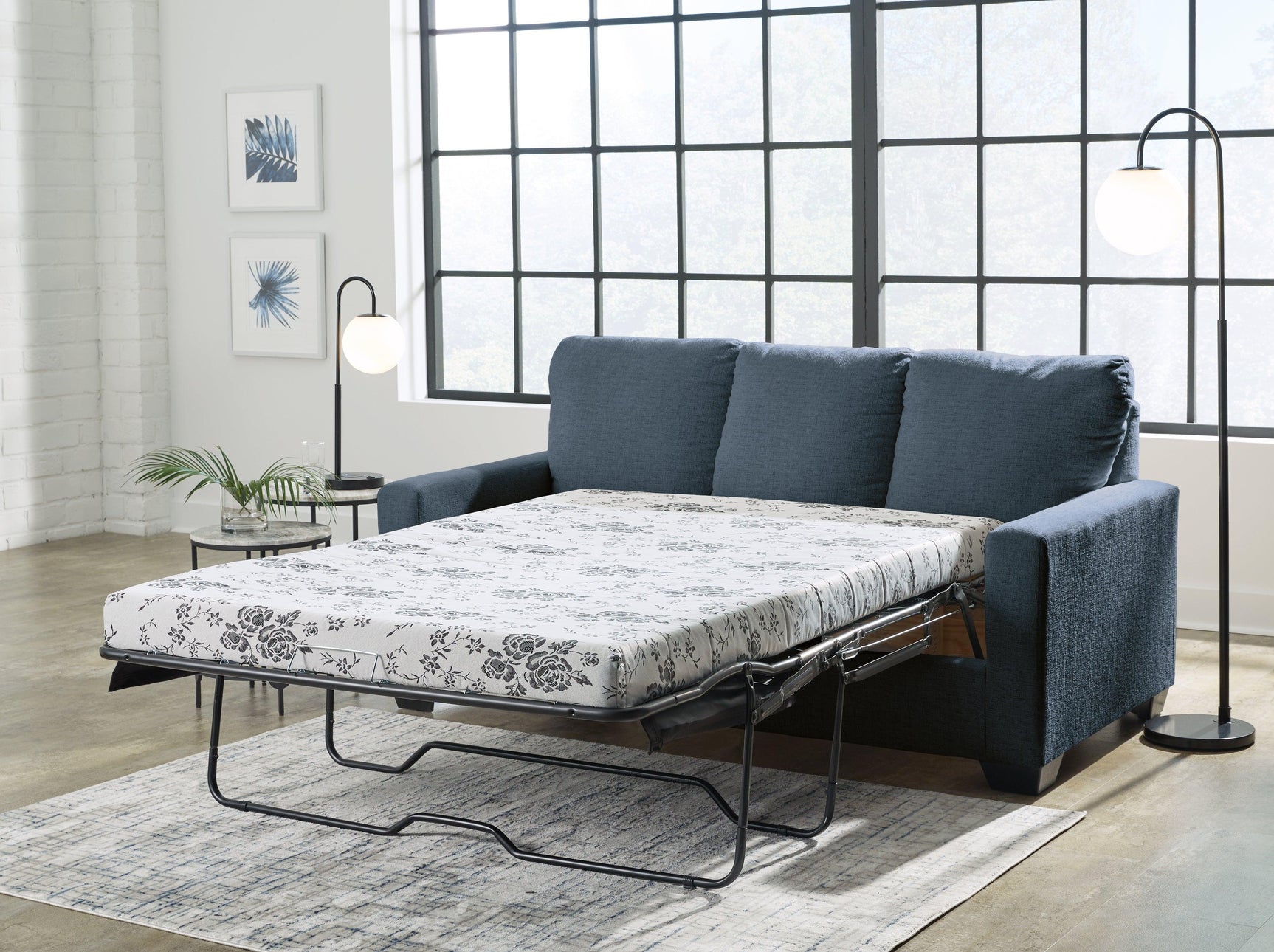 Rannis Navy Chenille Full Sofa Sleeper