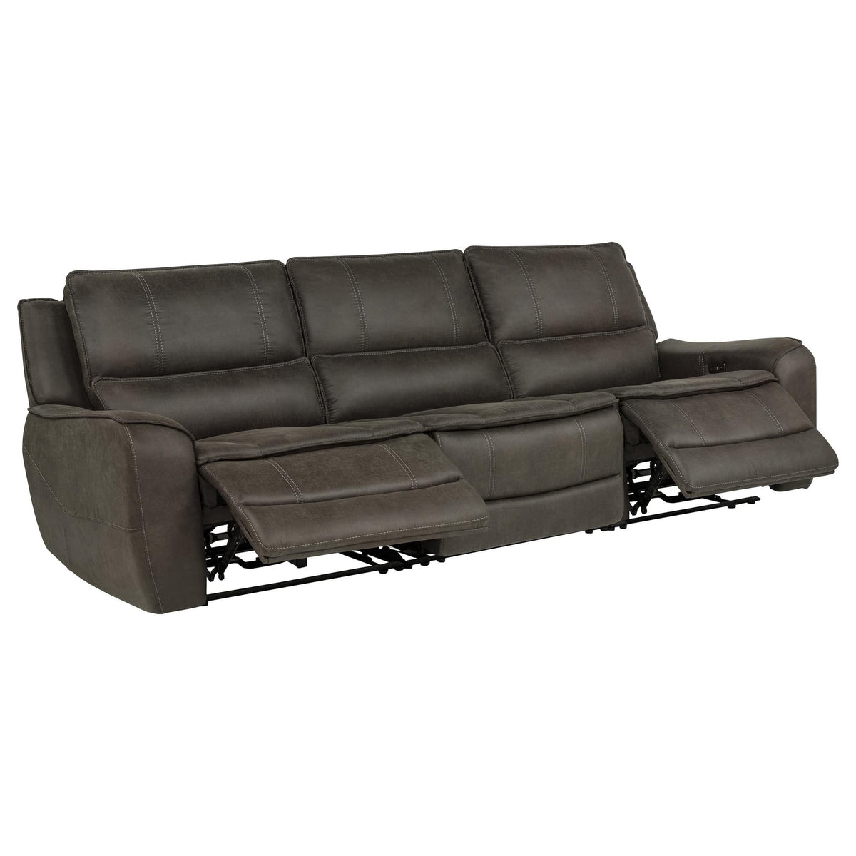 Marcell 3-Piece Transitional Power Reclining Sofa with USB Charging Grey — product image 2