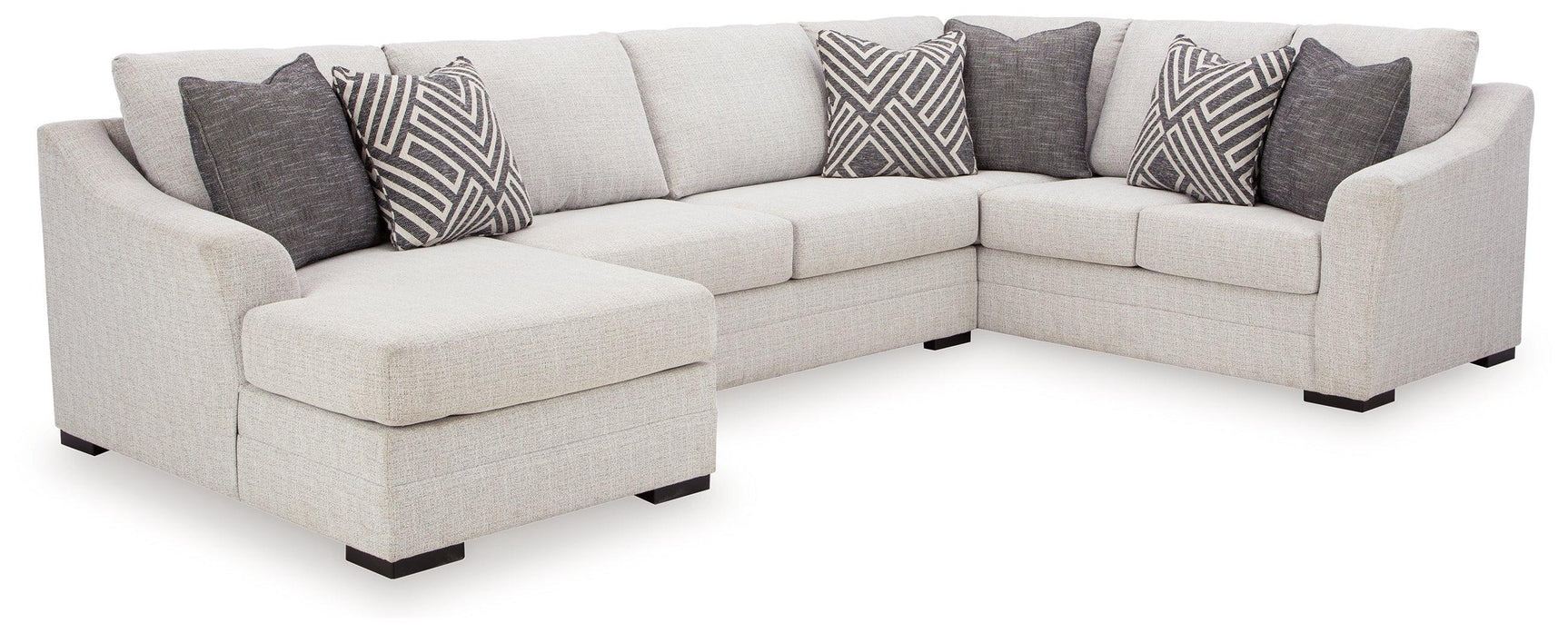 Koralynn Stone 3-Piece Sectional with Chaise in Nuvella® Fabric