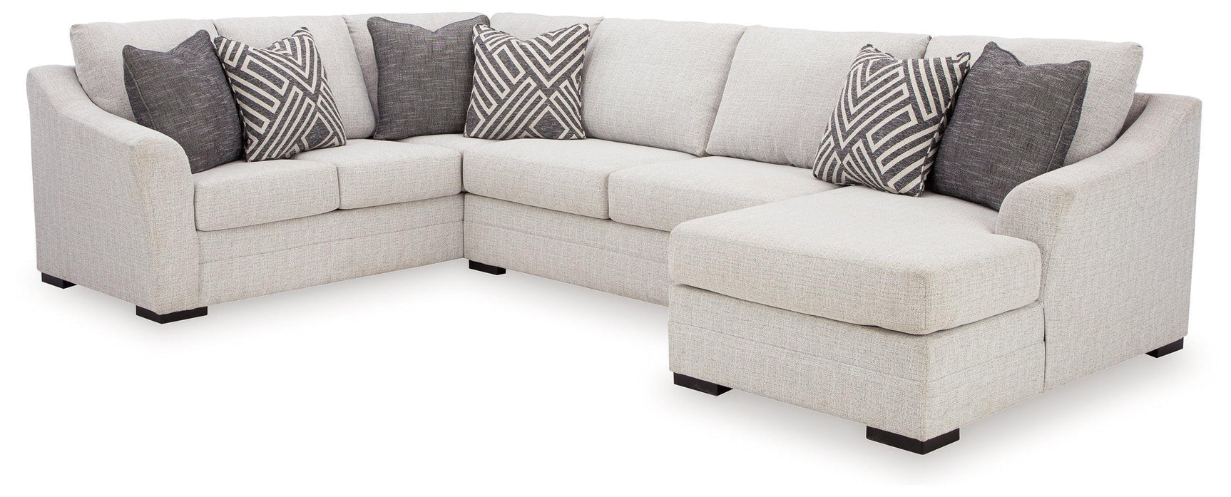 Koralynn Stone 3-Piece Sectional with Chaise in Nuvella® Fabric
