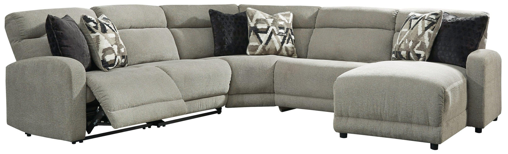 Colleyville Stone Chenille 5-Piece Power Reclining Sectional 54405S7 - Ella Furniture