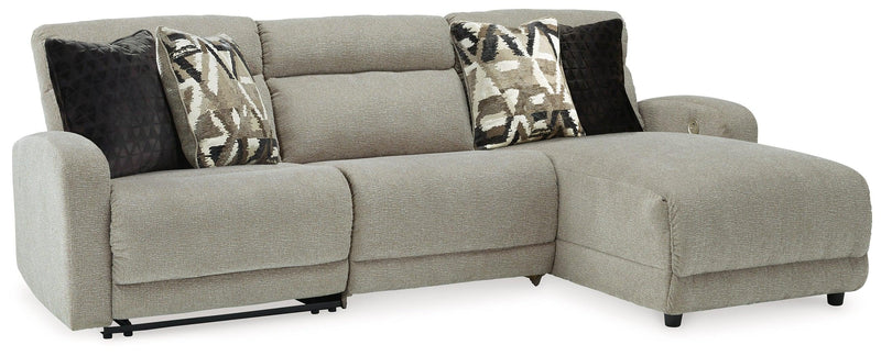 Colleyville Stone Chenille 3-Piece Power Reclining Sectional With Chaise - Ella Furniture