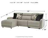 Colleyville Stone Chenille 3-Piece Power Reclining Sectional With Chaise - Ella Furniture