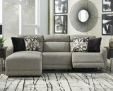 Colleyville Stone Chenille 3-Piece Power Reclining Sectional With Chaise - Ella Furniture