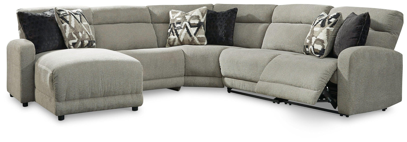 Colleyville Stone 5-Piece Power Reclining Sectional With Chaise - Ella Furniture