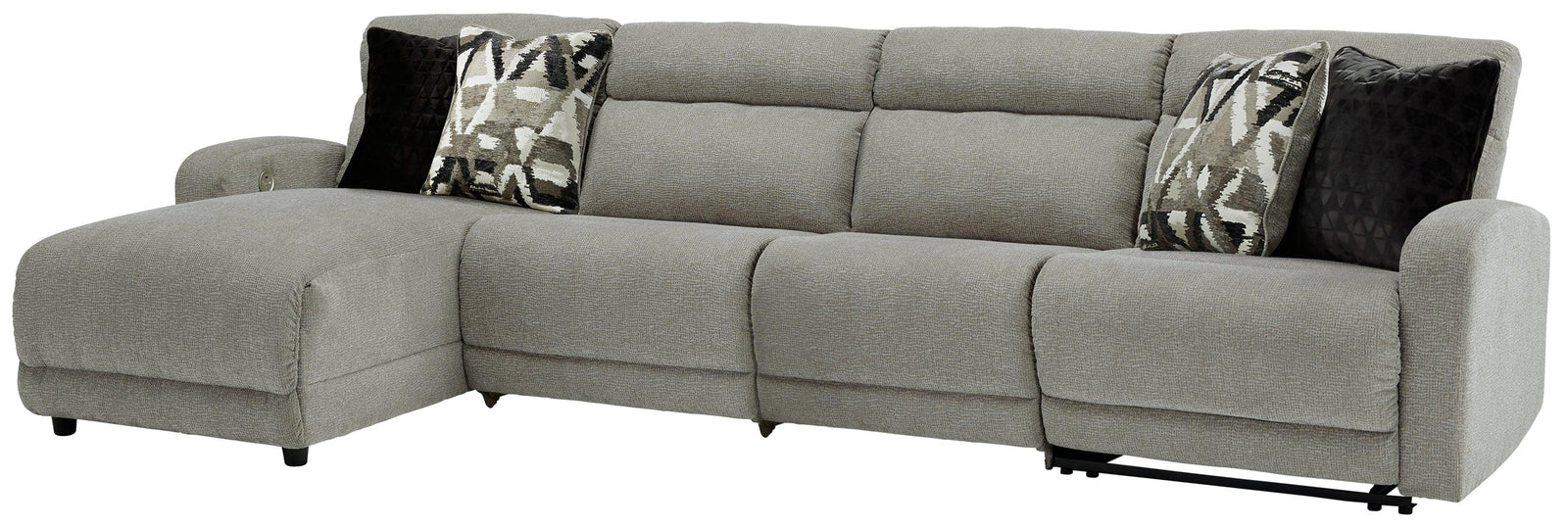 Colleyville Stone 4-Piece Power Reclining Sectional With Chaise - Ella Furniture