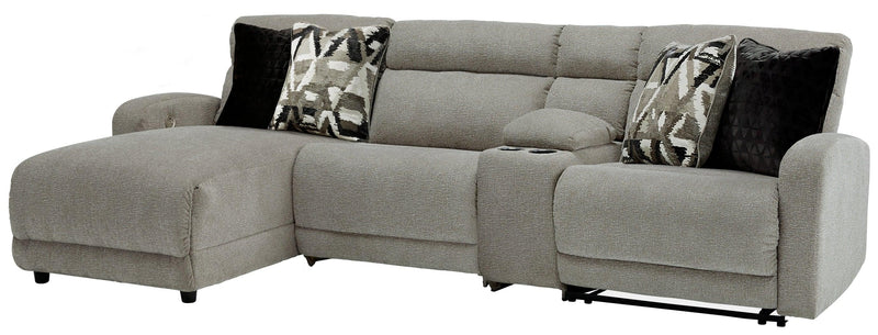 Colleyville Stone Chenille 4-Piece Power Reclining Sectional With Chaise - Ella Furniture