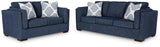 Evansley Navy Sofa and Loveseat