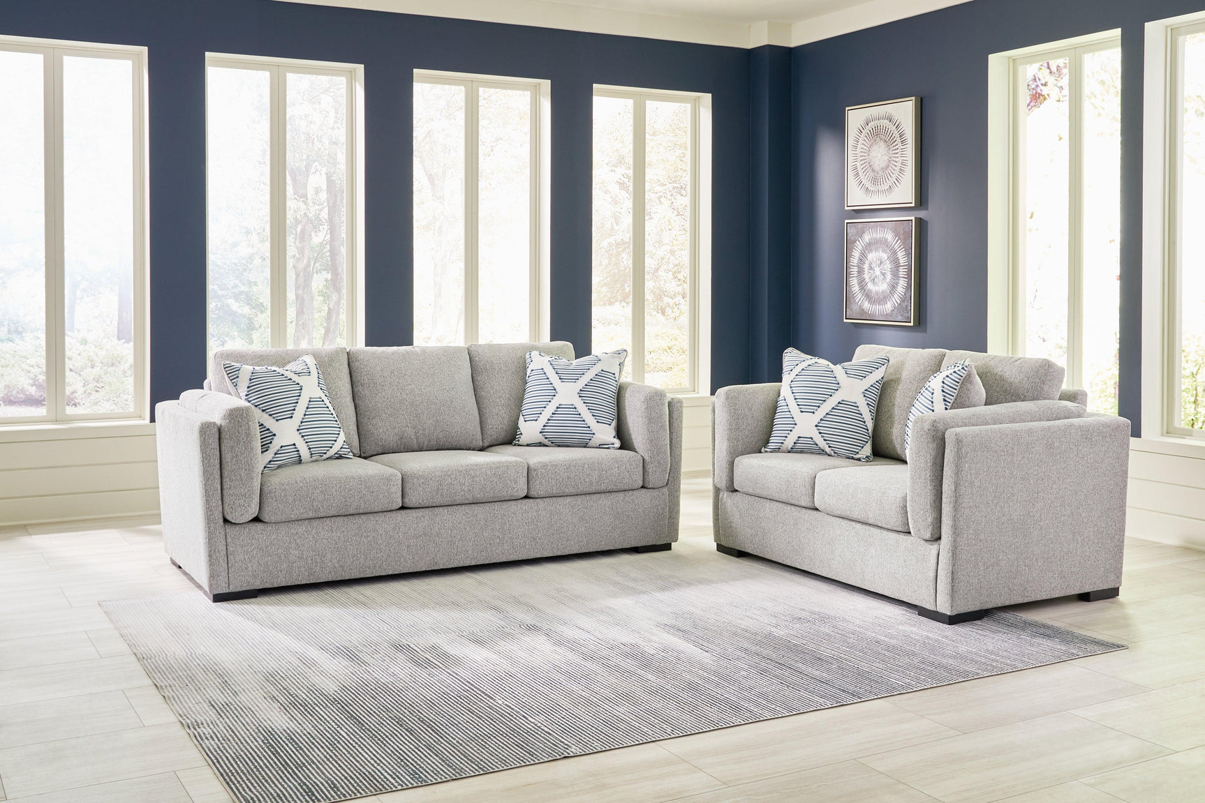 Evansley Pewter Sofa and Loveseat