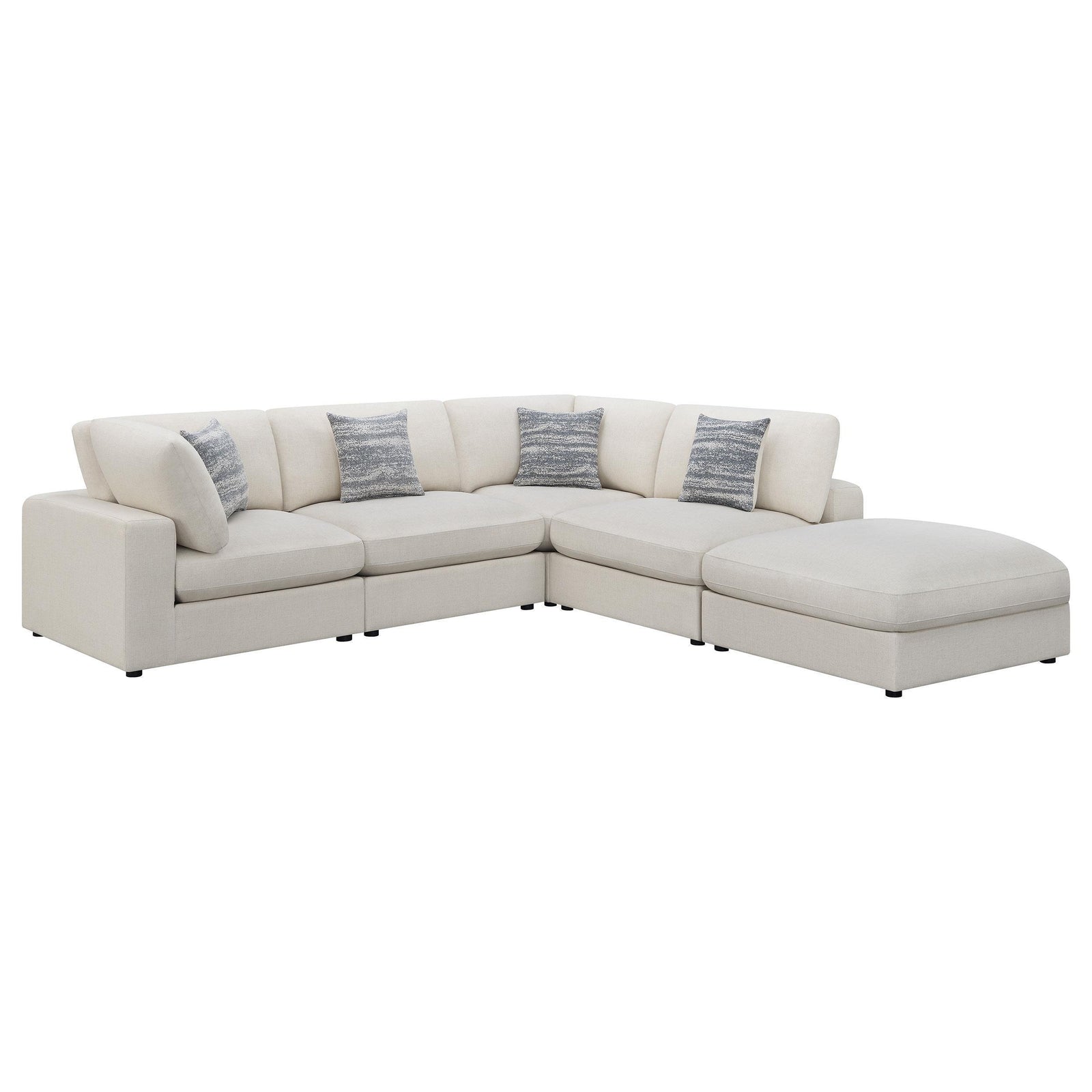 Serene 5-Piece Upholstered Modular Sectional Sofa Beige