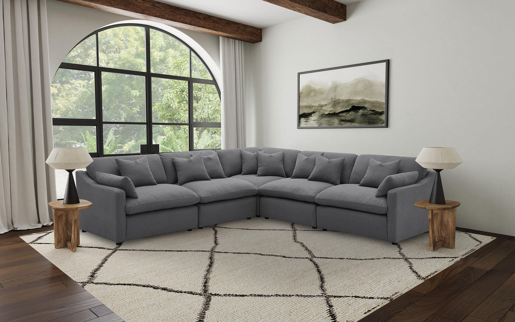 Hobson 5-piece Upholstered Modular Sectional Sofa Charcoal