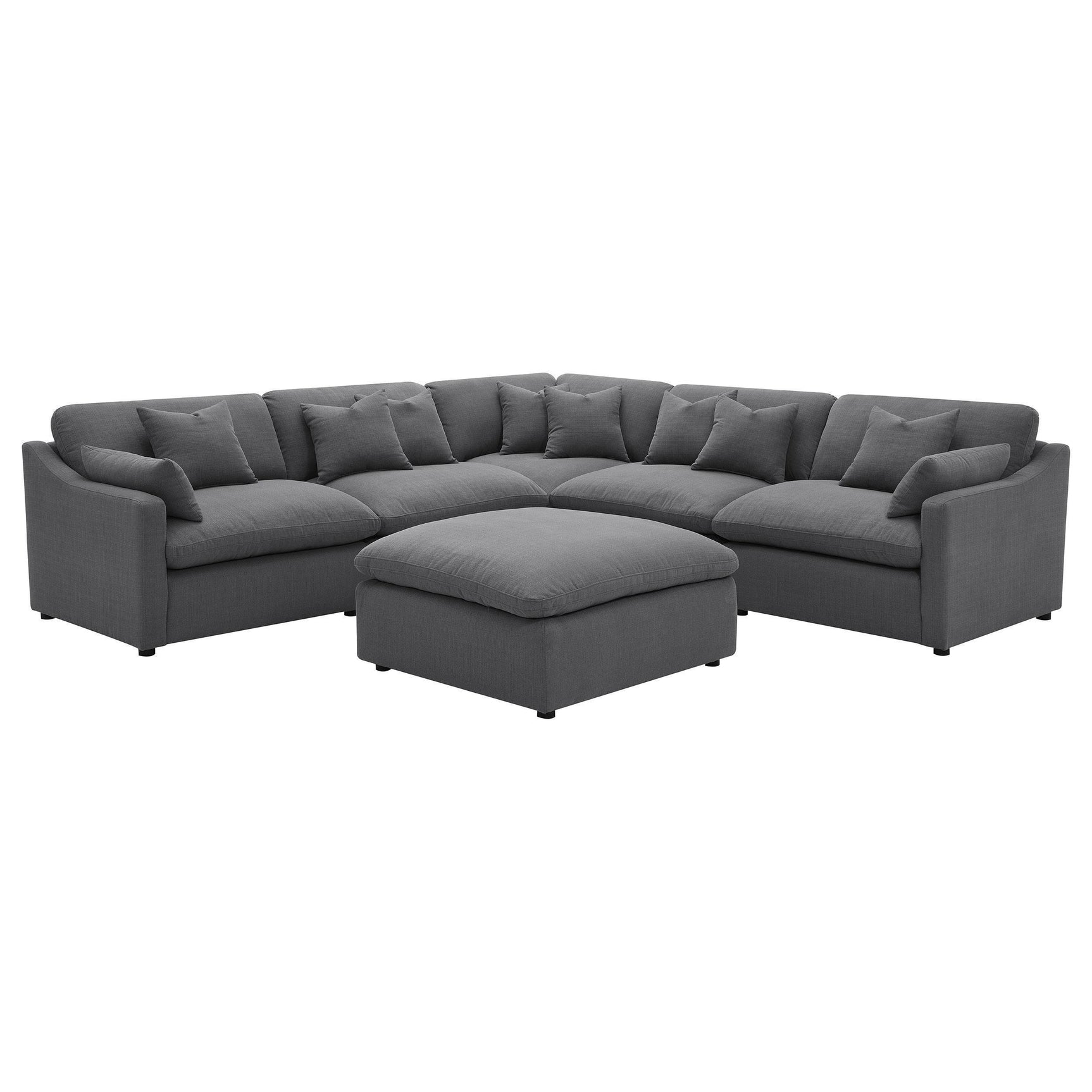 Hobson 6-Piece Upholstered Modular Sectional Sofa Charcoal