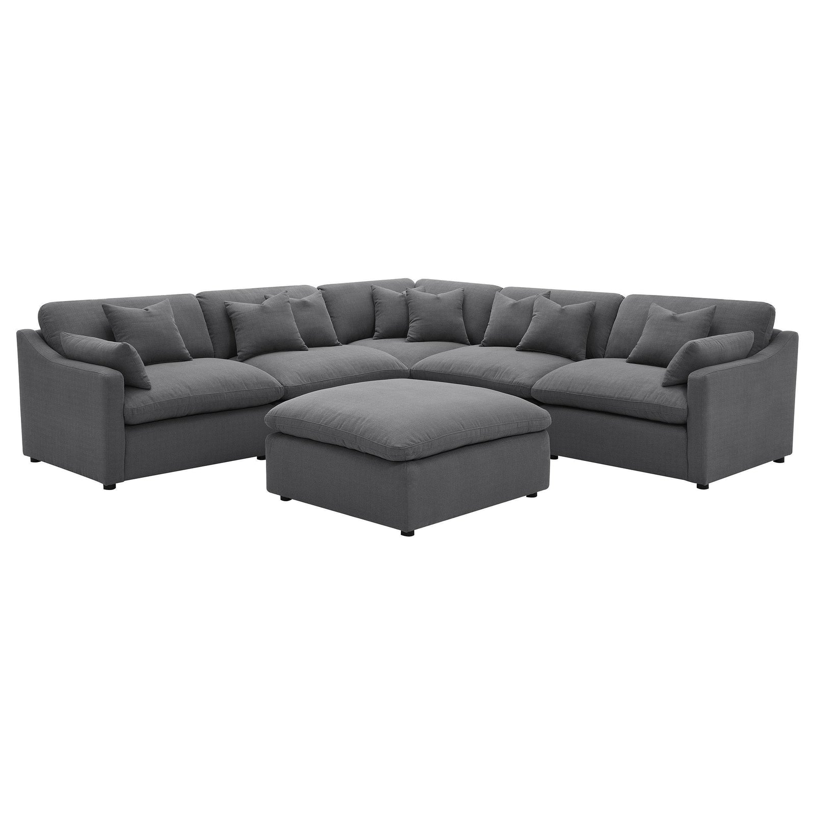 Hobson 6-Piece Upholstered Modular Sectional Sofa Charcoal